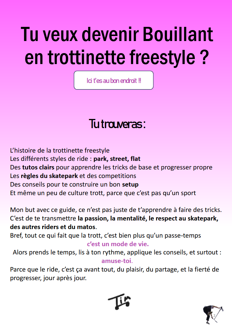 GUIDE : Devenir BOUILLANT en trottinette freestyle (débutant, e-book)